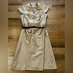 Calvin Klein Button Front Taupe Dress. Size 12. Smart & Chic!